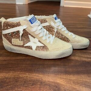 Women’s Golden Goose Mid Star with Rose Gold Glitter